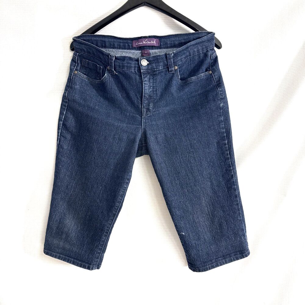 Gloria Vanderbilt Women Dark Blue Jean Capri Classic Summer - 8